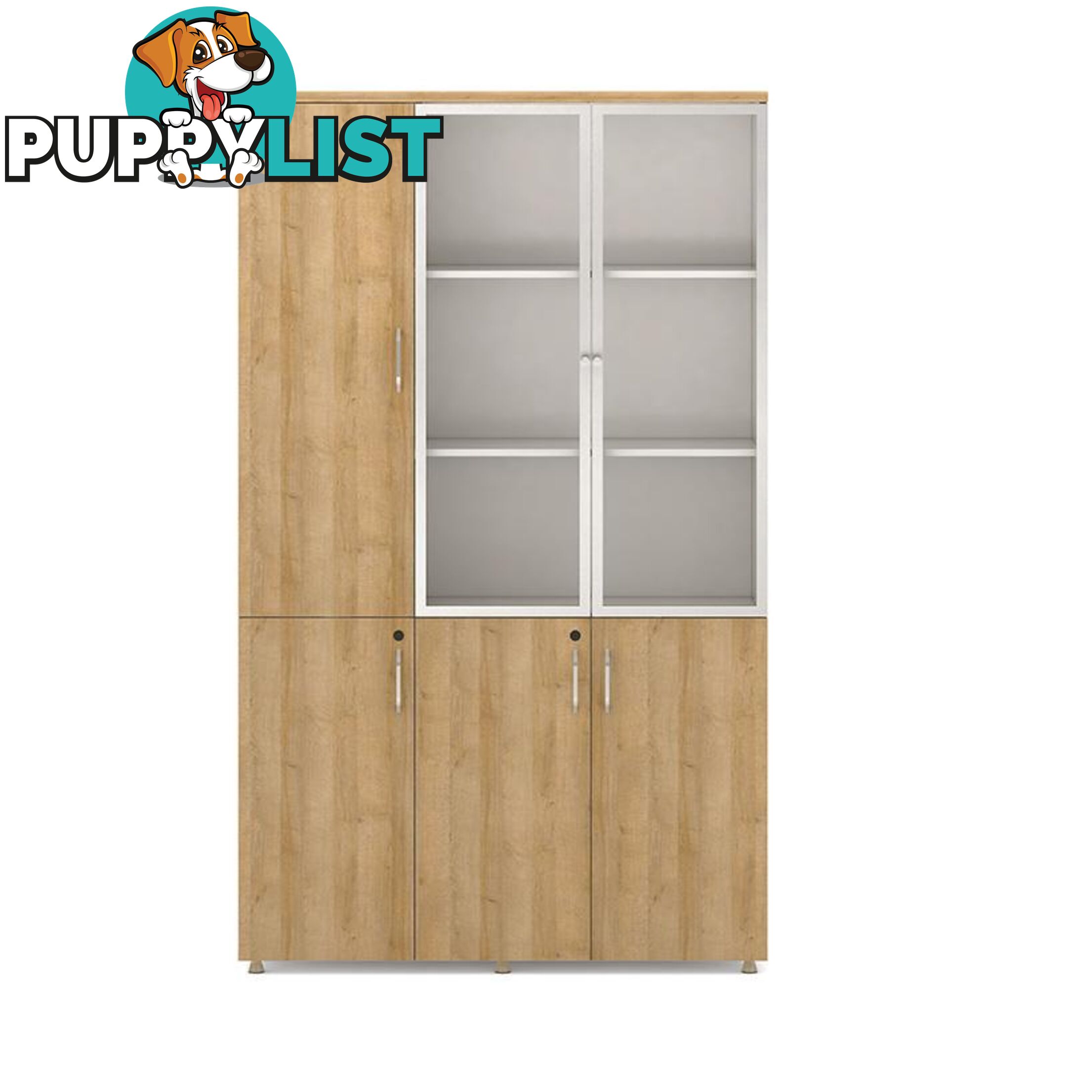 ZIVA Display Cabinet 3 Door Bookcase 120cm -  Kaldi wood + Brown - MF-22BKH319 - 9334719010724