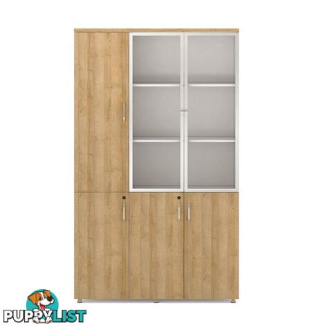 ZIVA Display Cabinet 3 Door Bookcase 120cm -  Kaldi wood + Brown - MF-22BKH319 - 9334719010724