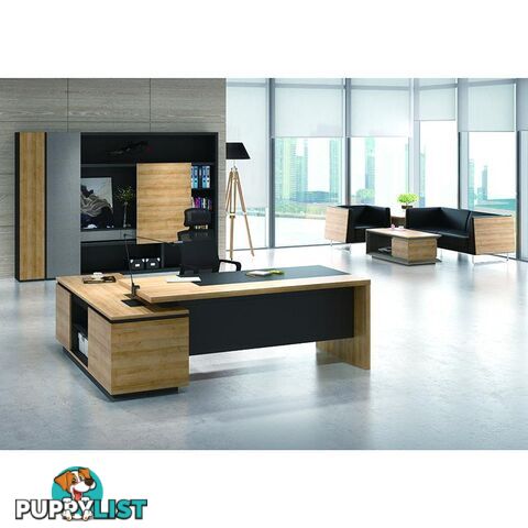 ZIVA Display Cabinet 3 Door Bookcase 120cm -  Kaldi wood + Brown - MF-22BKH319 - 9334719010724