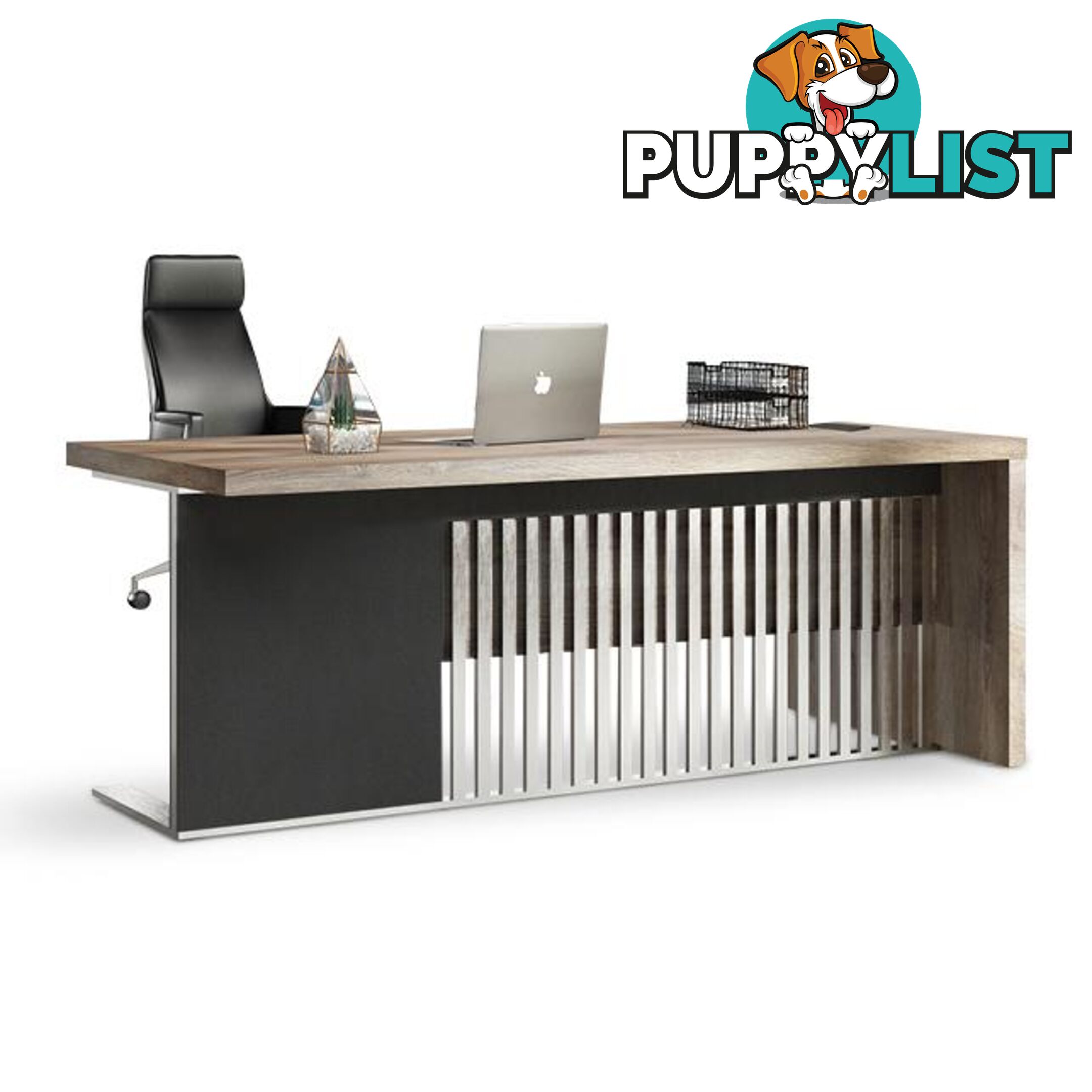 AFTAN Executive Desk Left Panel 1.8M - Warm Oak & Black - WF-N2806-D-L - 9334719010243