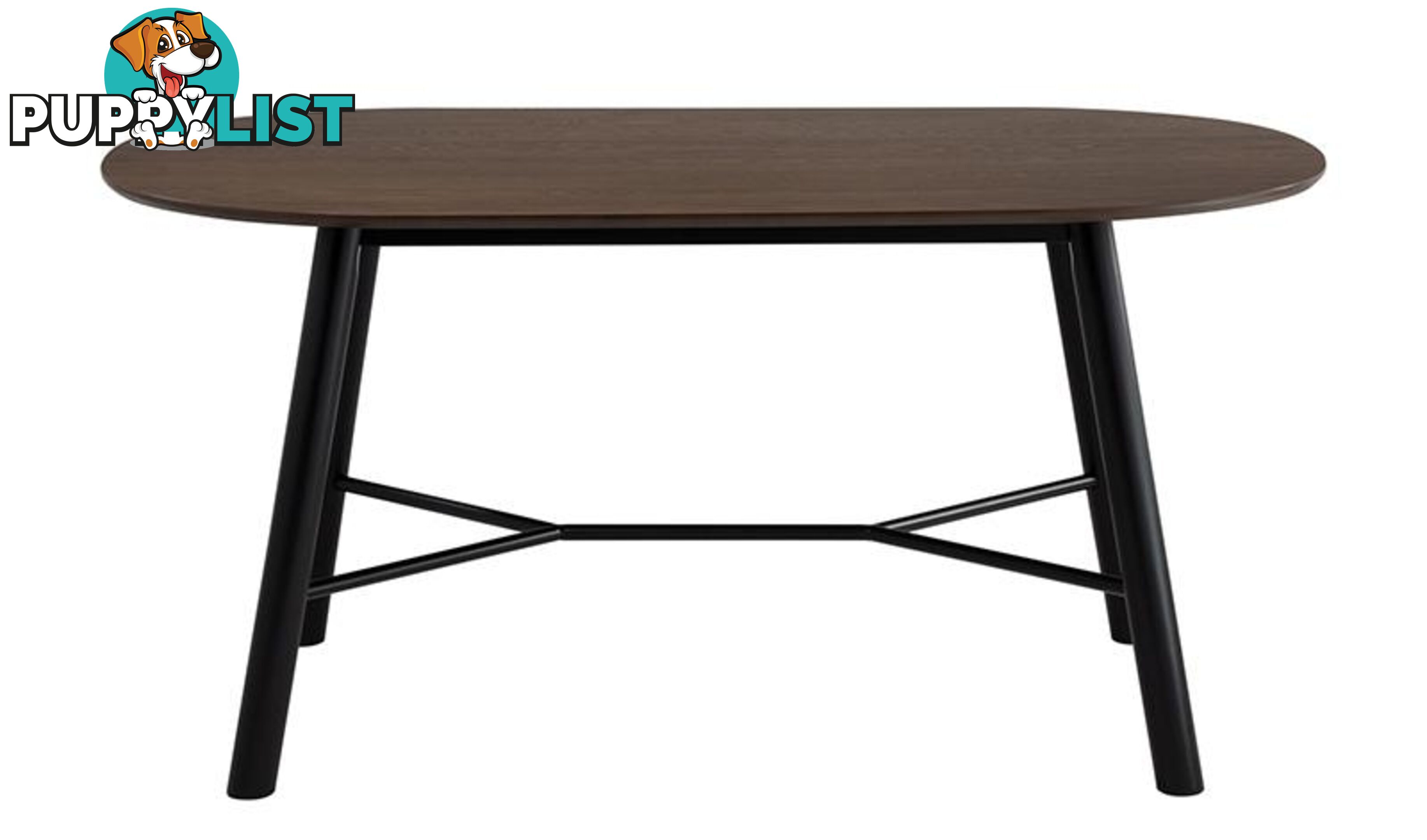 HAROLD Dining Table 160cm - Black & Walnut - 145093 - 9334719000688