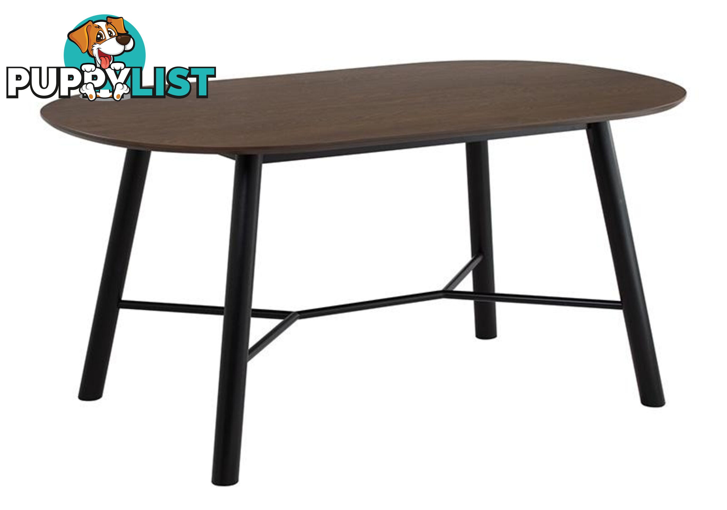 HAROLD Dining Table 160cm - Black & Walnut - 145093 - 9334719000688