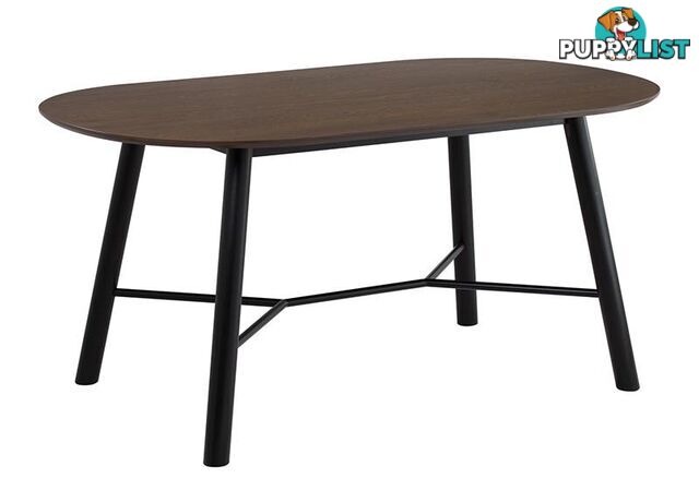 HAROLD Dining Table 160cm - Black & Walnut - 145093 - 9334719000688