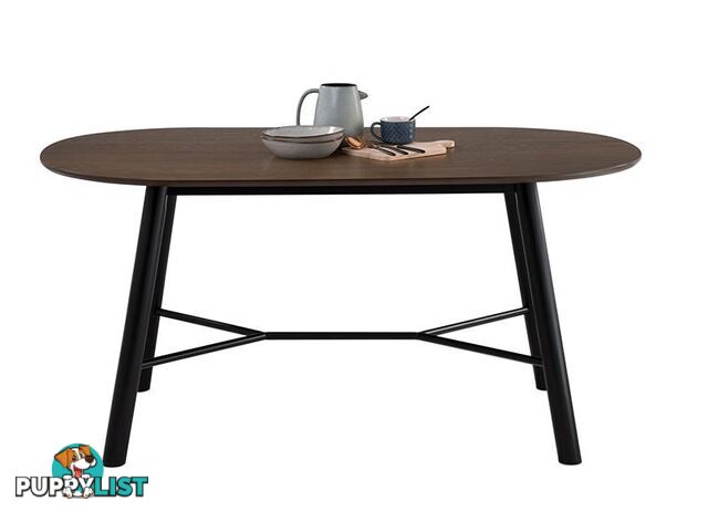 HAROLD Dining Table 160cm - Black & Walnut - 145093 - 9334719000688