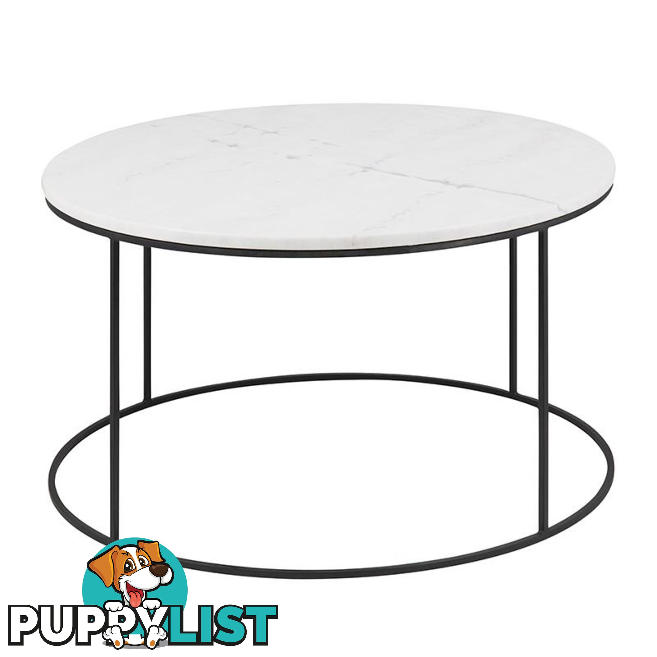 LUCIO Round Marble Coffee Table 80cm - White & Black - AC-H000020992 - 5705994970210