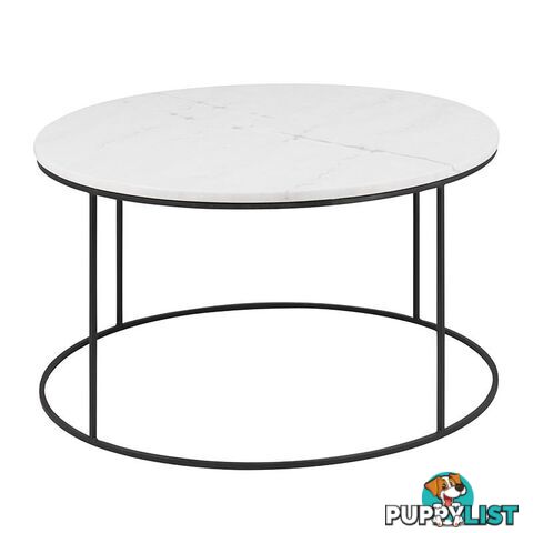 LUCIO Round Marble Coffee Table 80cm - White & Black - AC-H000020992 - 5705994970210