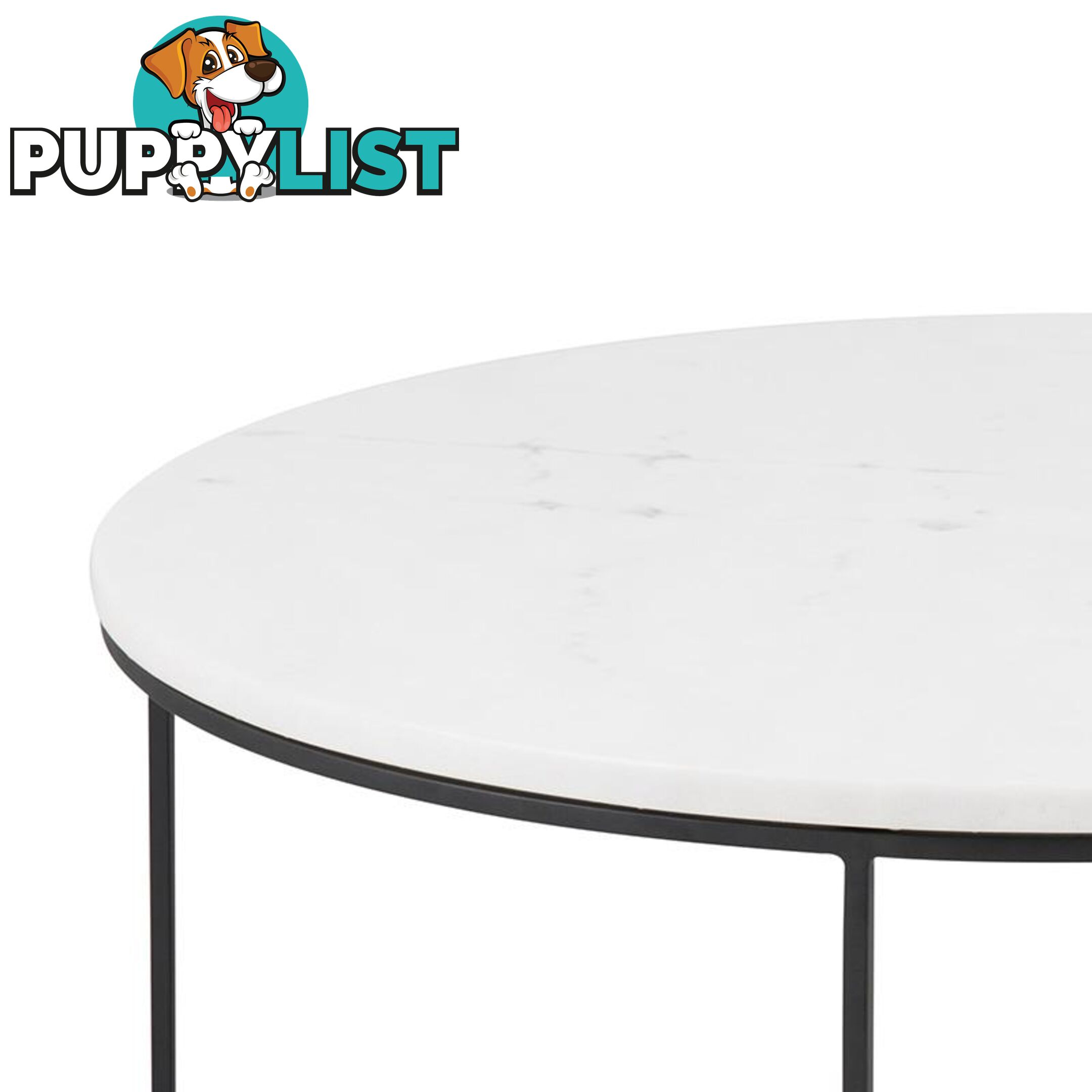 LUCIO Round Marble Coffee Table 80cm - White & Black - AC-H000020992 - 5705994970210