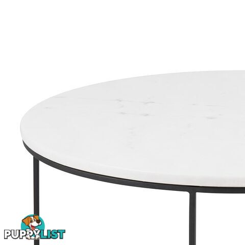 LUCIO Round Marble Coffee Table 80cm - White & Black - AC-H000020992 - 5705994970210