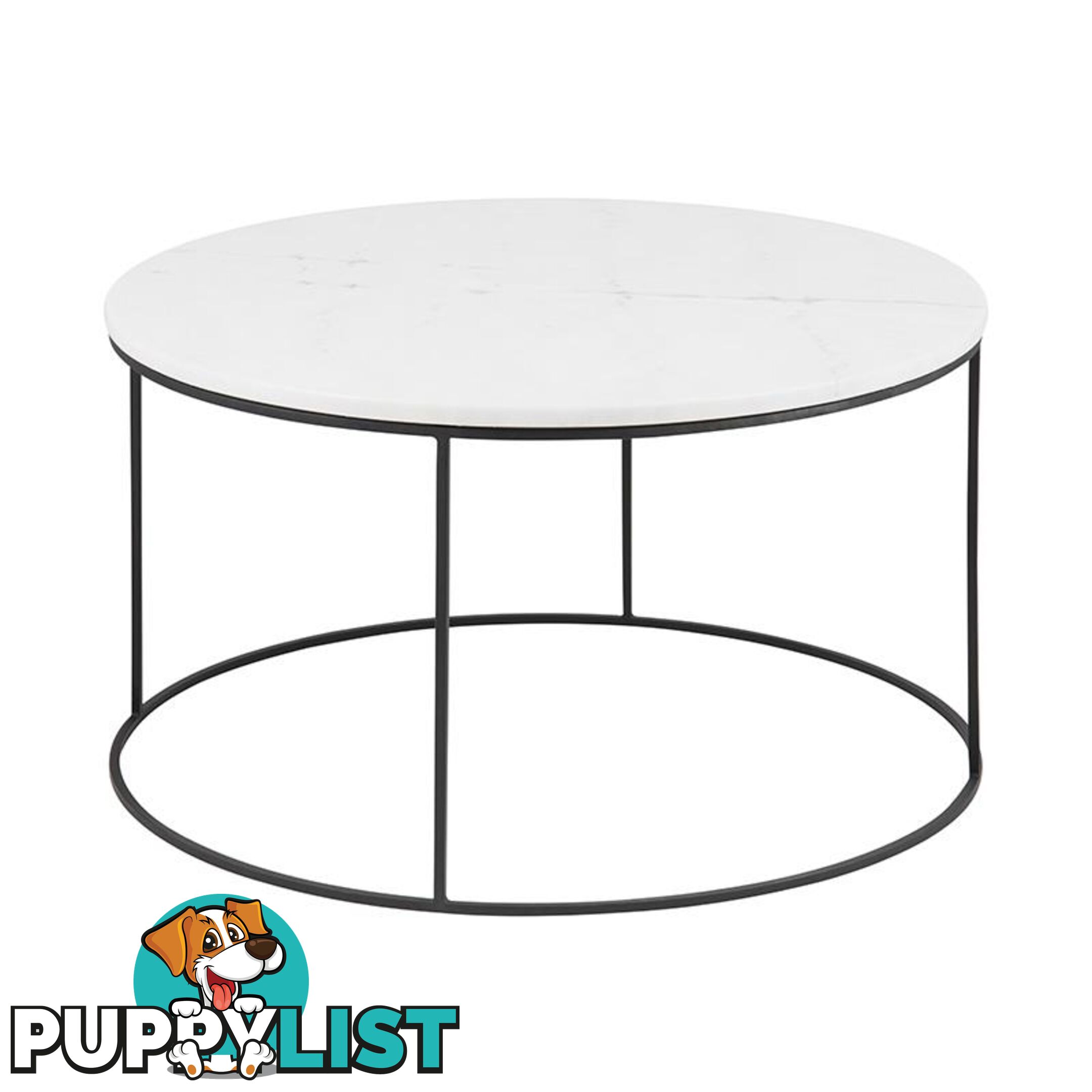 LUCIO Round Marble Coffee Table 80cm - White & Black - AC-H000020992 - 5705994970210