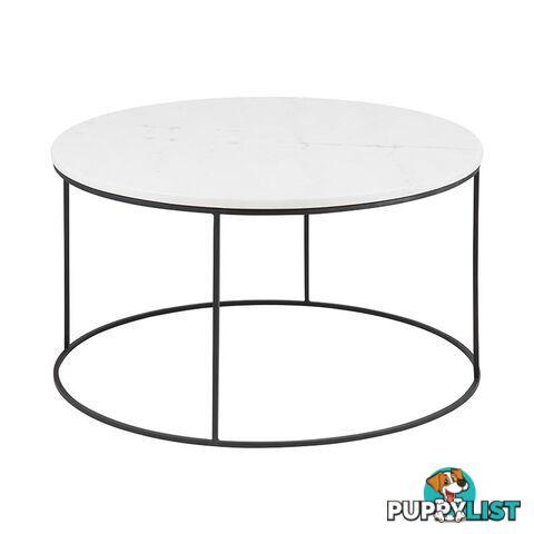 LUCIO Round Marble Coffee Table 80cm - White & Black - AC-H000020992 - 5705994970210