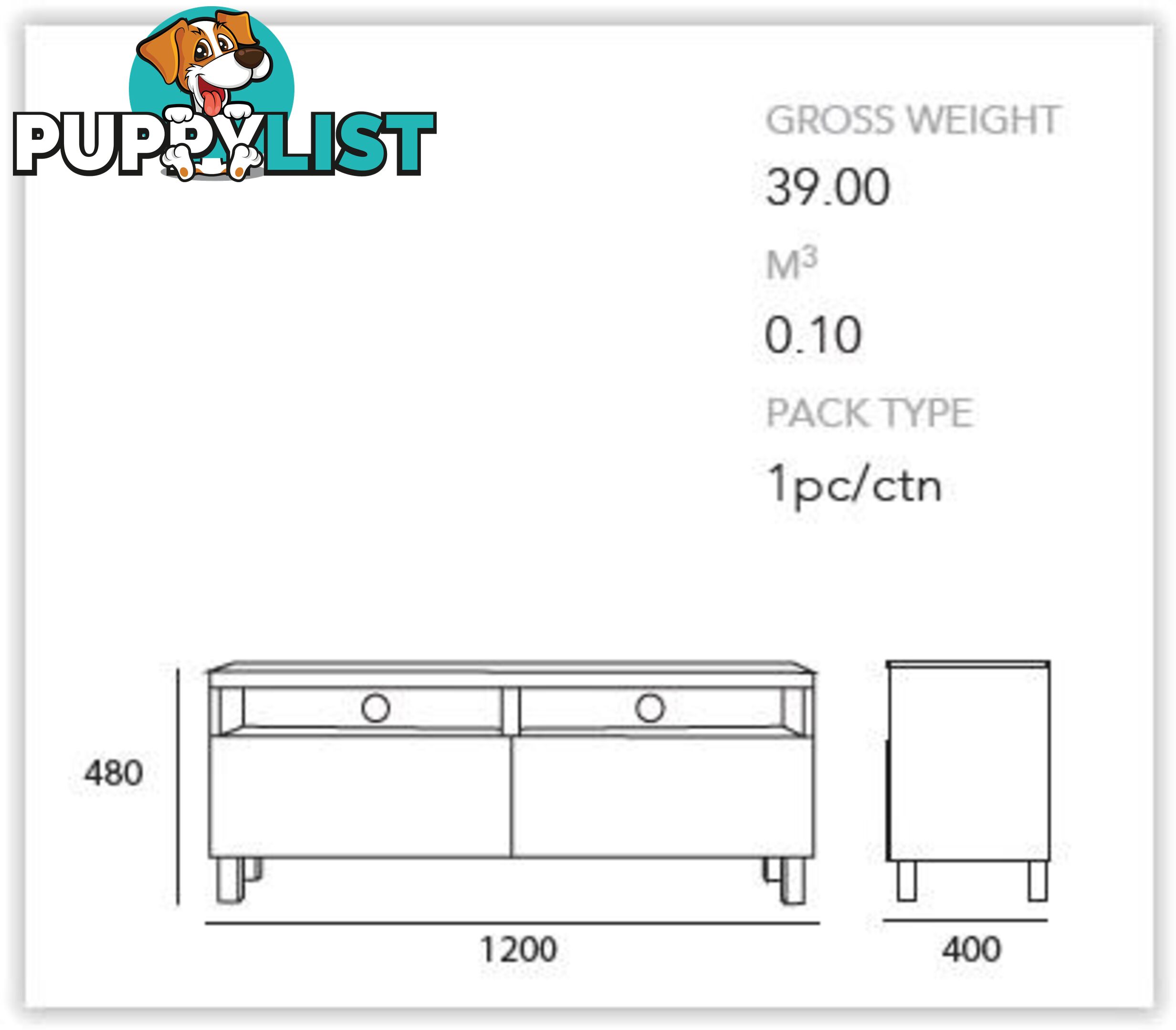 GORDY TV Entertainment Unit 120cm - Oak Colour - 334001 - 9334719008738