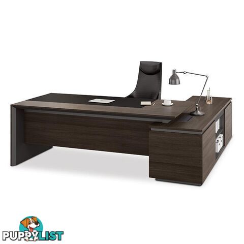 Carter Executive Office Desk with Left Return 2.2M - Coffee & Charcoal - MF-22MKD163 - 9334719001296