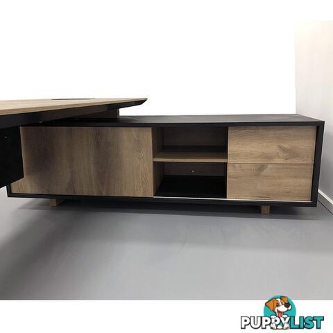 EASTON Executive Desk with Right Return 2.2M - Warm Oak & Black - WF-N2805-R - 9334719003948