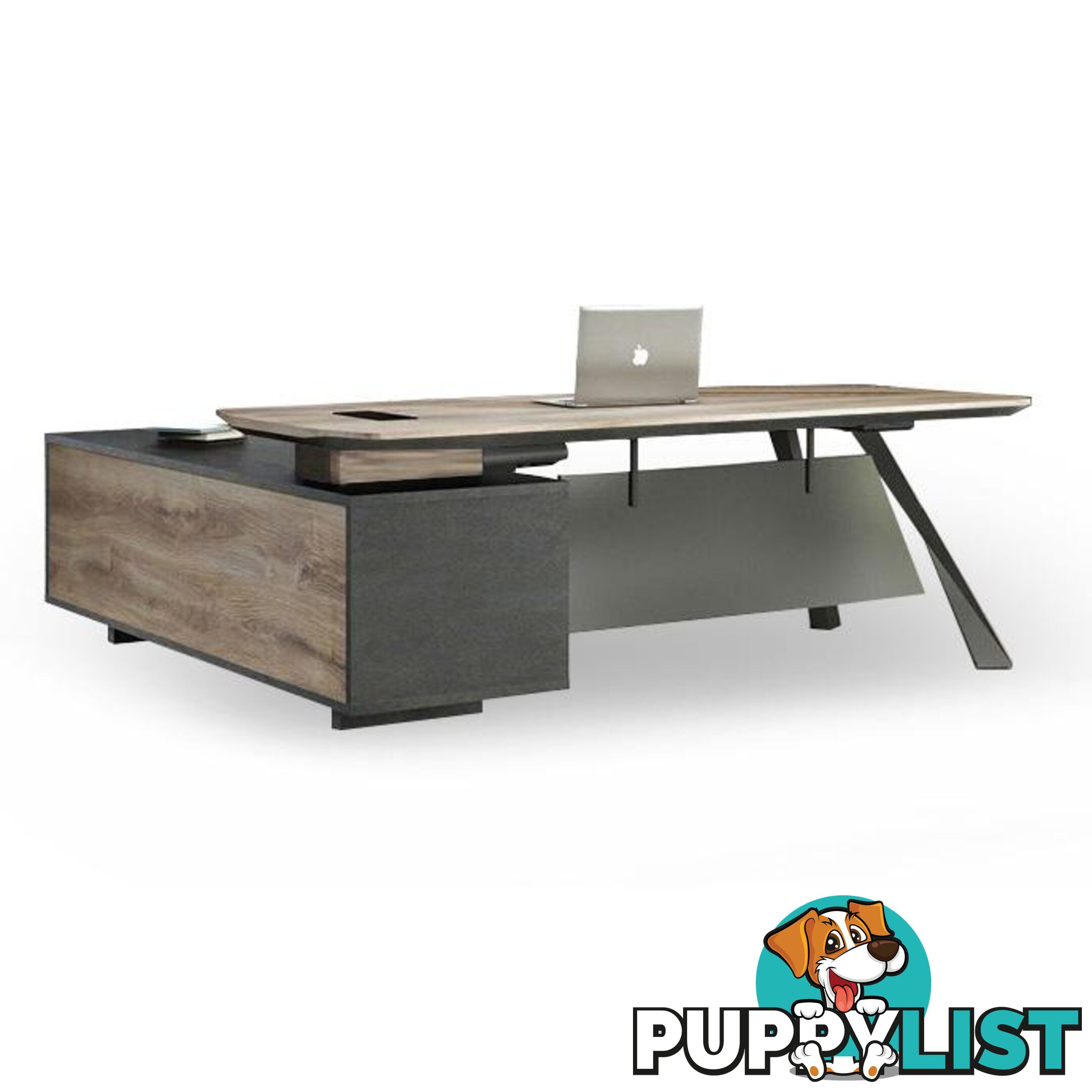 EASTON Executive Desk with Right Return 2.2M - Warm Oak & Black - WF-N2805-R - 9334719003948