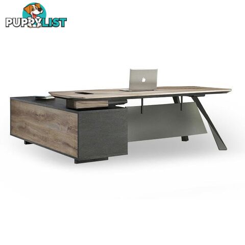 EASTON Executive Desk with Right Return 2.2M - Warm Oak & Black - WF-N2805-R - 9334719003948