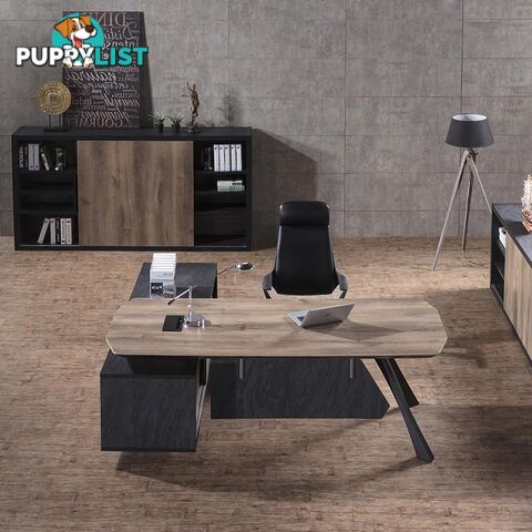 EASTON Executive Desk with Right Return 2.2M - Warm Oak & Black - WF-N2805-R - 9334719003948