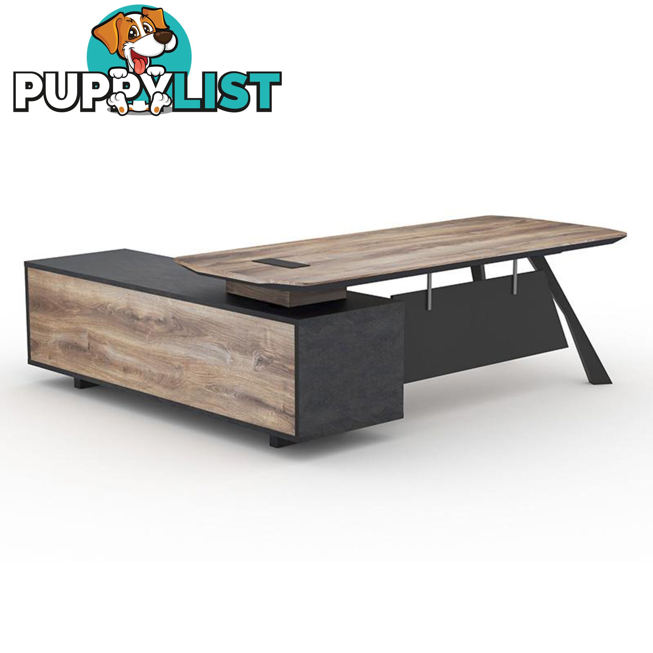 EASTON Executive Desk with Right Return 2.2M - Warm Oak & Black - WF-N2805-R - 9334719003948