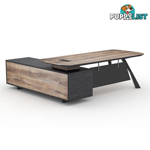 EASTON Executive Desk with Right Return 2.2M - Warm Oak & Black - WF-N2805-R - 9334719003948