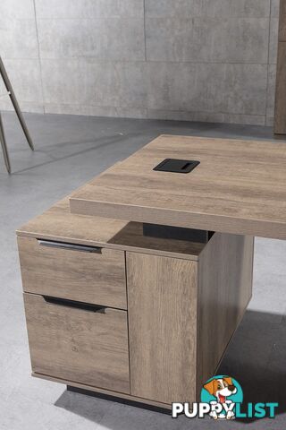 KELLEN Executive Desk with Left Return 1.6-1.8M - Warm Oak & Black - WF-M2508-L - 9334719011493