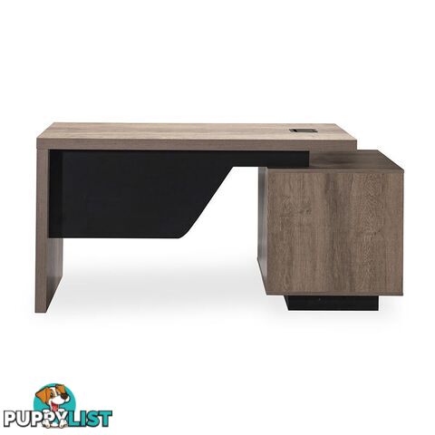 KELLEN Executive Desk with Left Return 1.6-1.8M - Warm Oak & Black - WF-M2508-L - 9334719011493