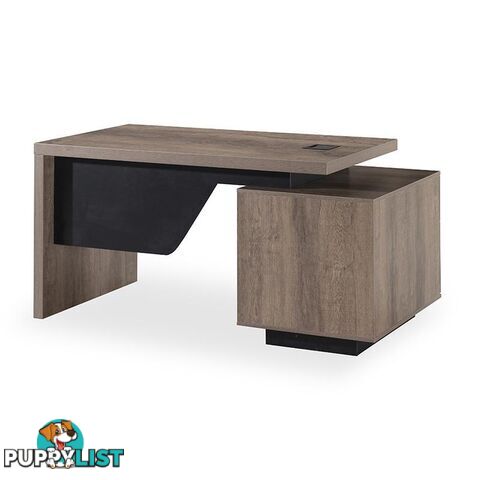 KELLEN Executive Desk with Left Return 1.6-1.8M - Warm Oak & Black - WF-M2508-L - 9334719011493