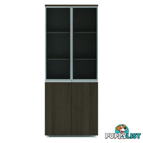 CARTER Display Unit 2 Door Bookcase 80cm -  Coffee Grey - MF-22BKD218 - 9334719010106