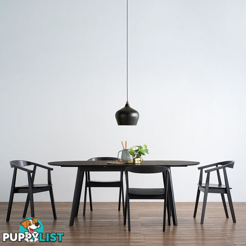 WERNER Extendable Dining Table 150-195cm - Black - 146093 - 9334719012223