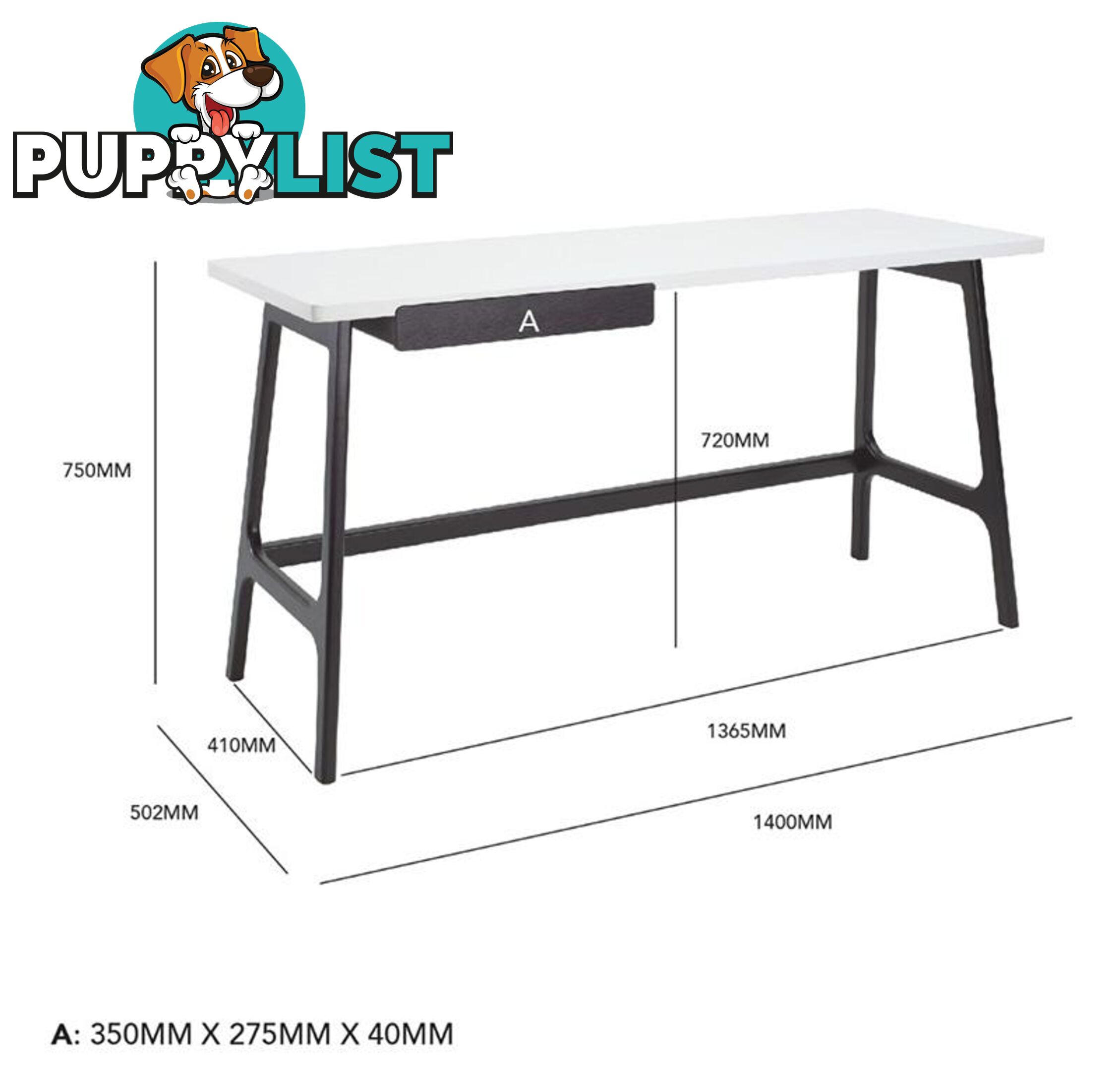 MOREY Study Desk - White & Black - 1349033 - 9334719005348