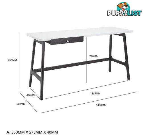 MOREY Study Desk - White & Black - 1349033 - 9334719005348