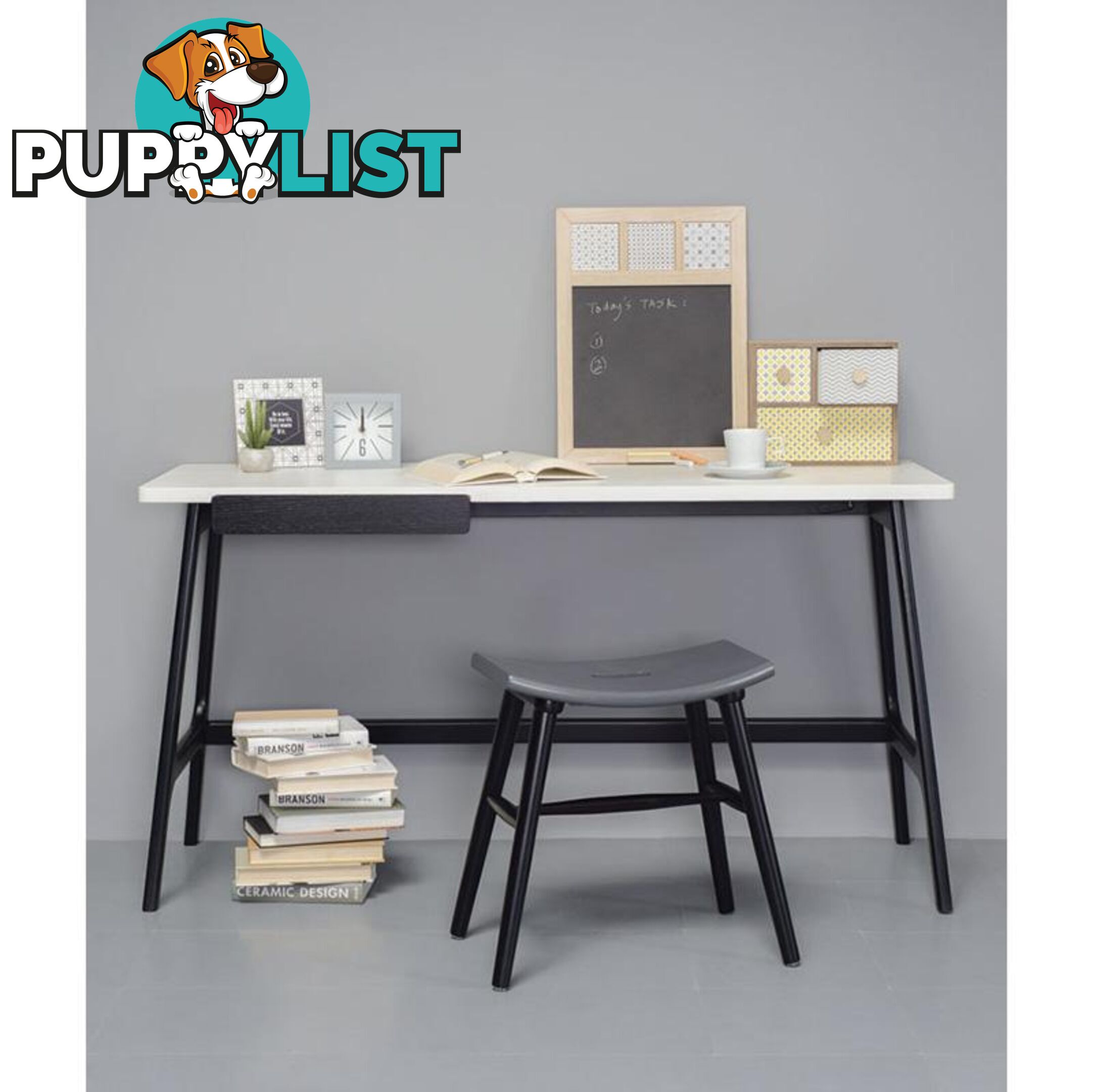 MOREY Study Desk - White & Black - 1349033 - 9334719005348