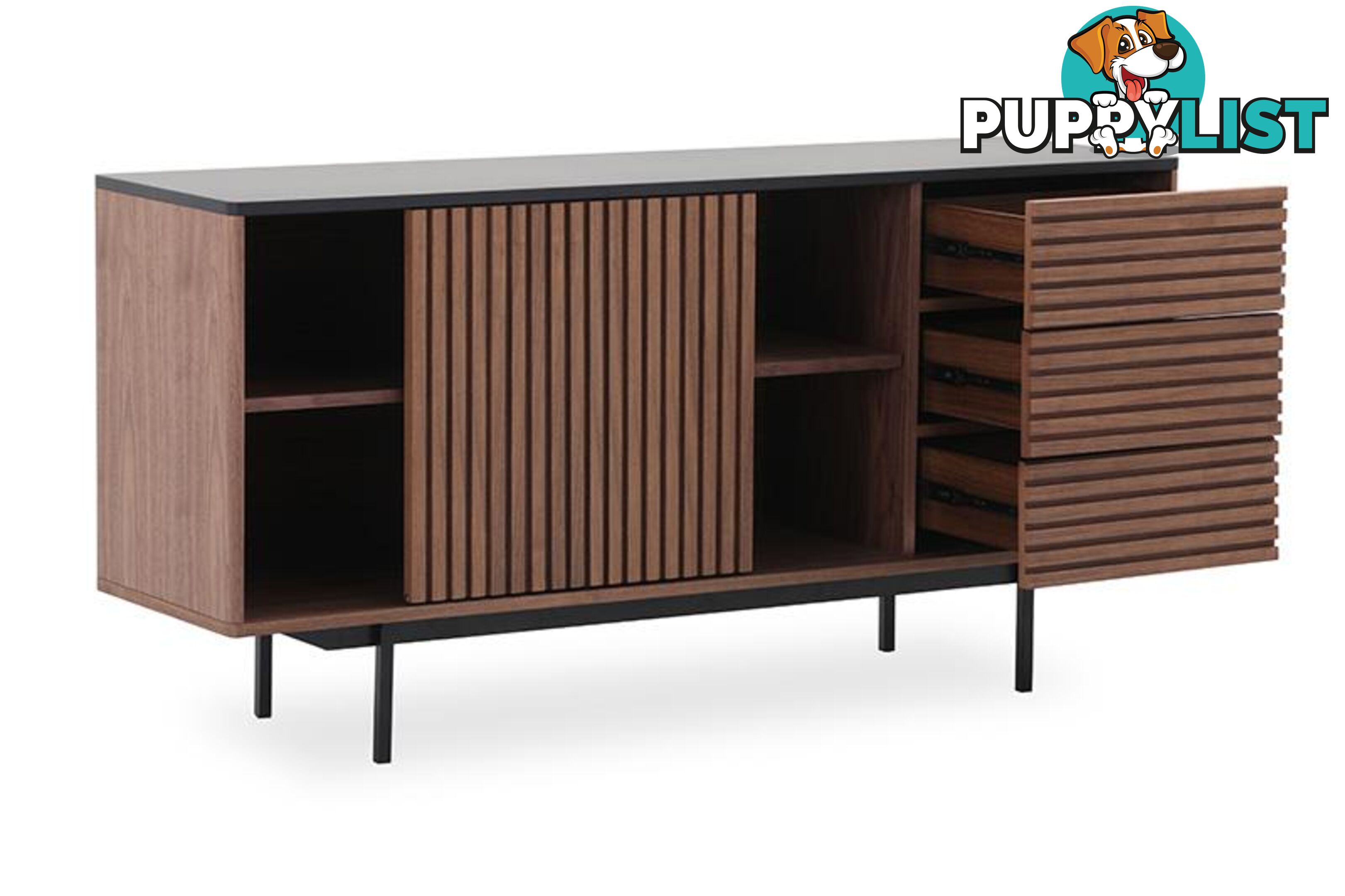 TOZZI Sideboard 160cm - Walnut/ Black - DI-J9690 - 9334719002002