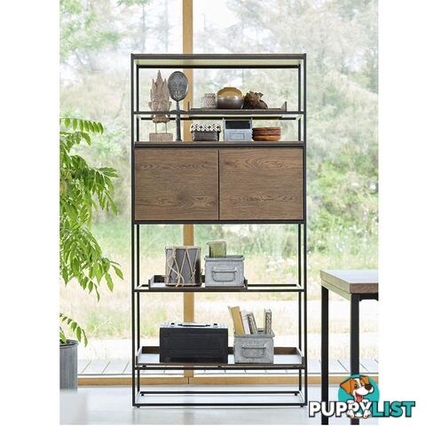 RIVOLI Display Unit 1.8M - Smoked Oak & Black - 40833020 - 5704745088433