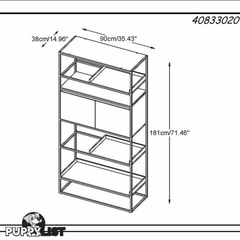 RIVOLI Display Unit 1.8M - Smoked Oak & Black - 40833020 - 5704745088433