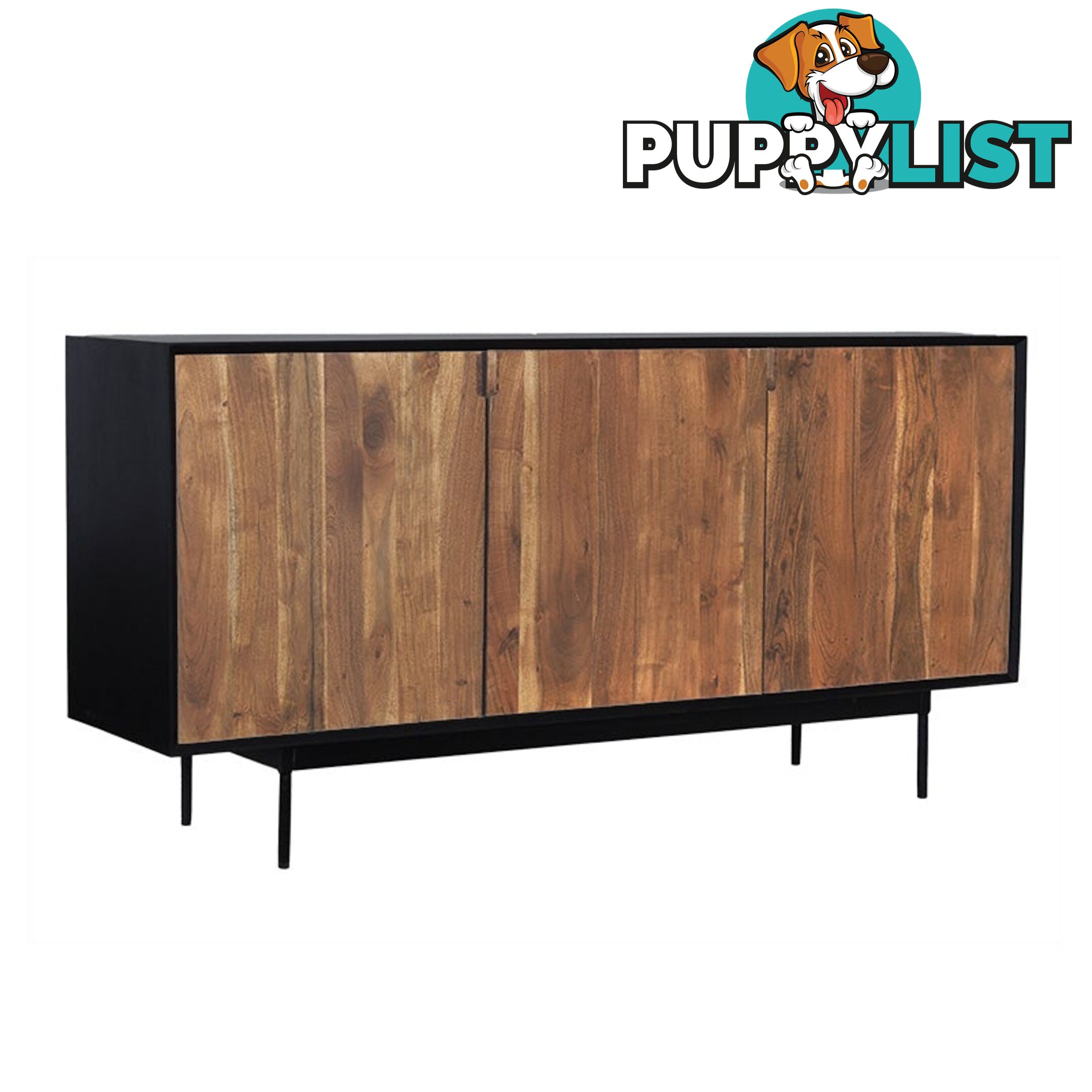 NAKITA Sideboard 160 cm Solid Acacia Wood - Honey & Black - LX-2102 - 9334719011950