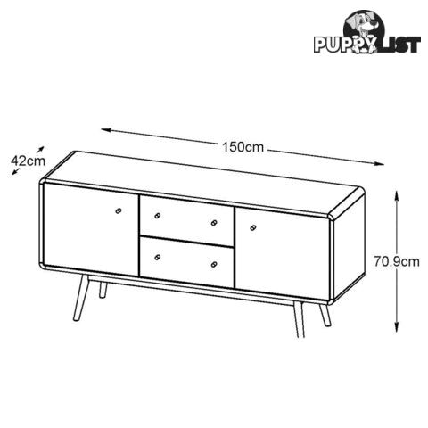 KAISU Sideboard 150cm -  Natural & White - 36442260 - 5704745070797