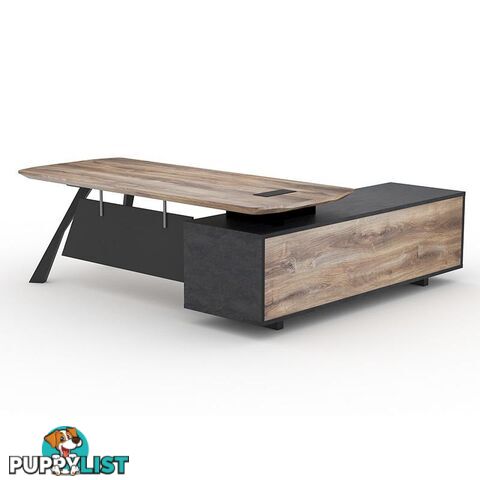 EASTON Executive Desk with Left Return 2.2M - Warm Oak & Black - WF-N2805-L - 9334719003931