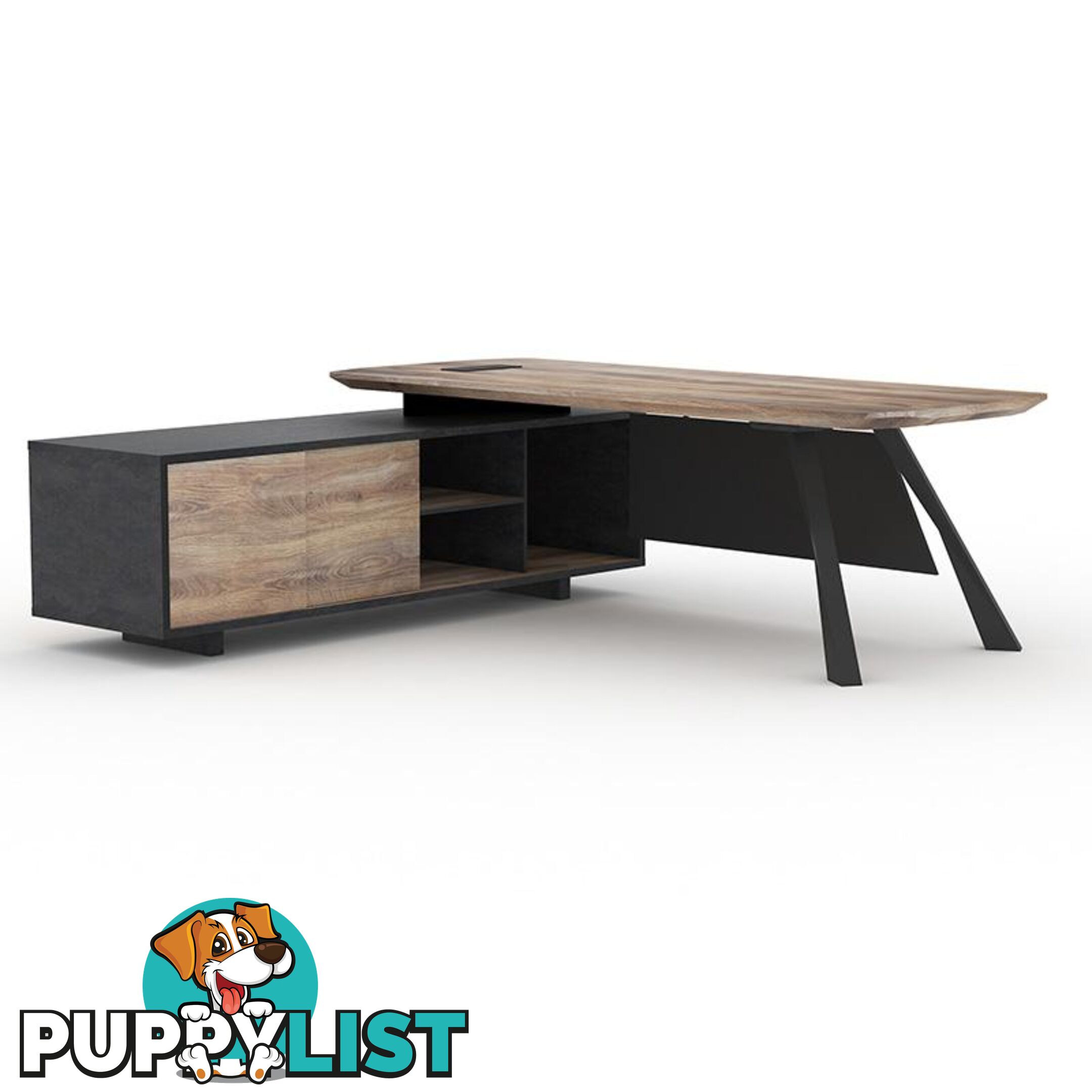 EASTON Executive Desk with Left Return 2.2M - Warm Oak & Black - WF-N2805-L - 9334719003931