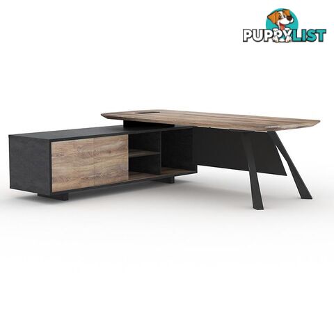 EASTON Executive Desk with Left Return 2.2M - Warm Oak & Black - WF-N2805-L - 9334719003931