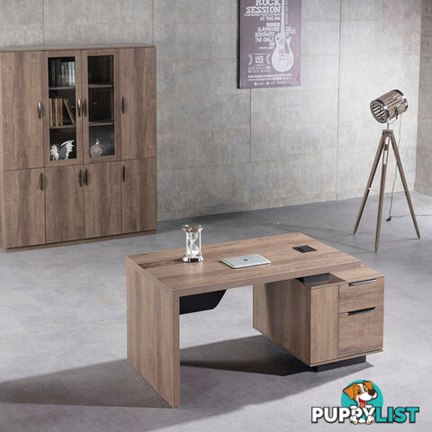 KELLEN Executive Desk with Right Return 1.6-1.8M - Warm Oak & Black - WF-M2508-R - 9334719011509