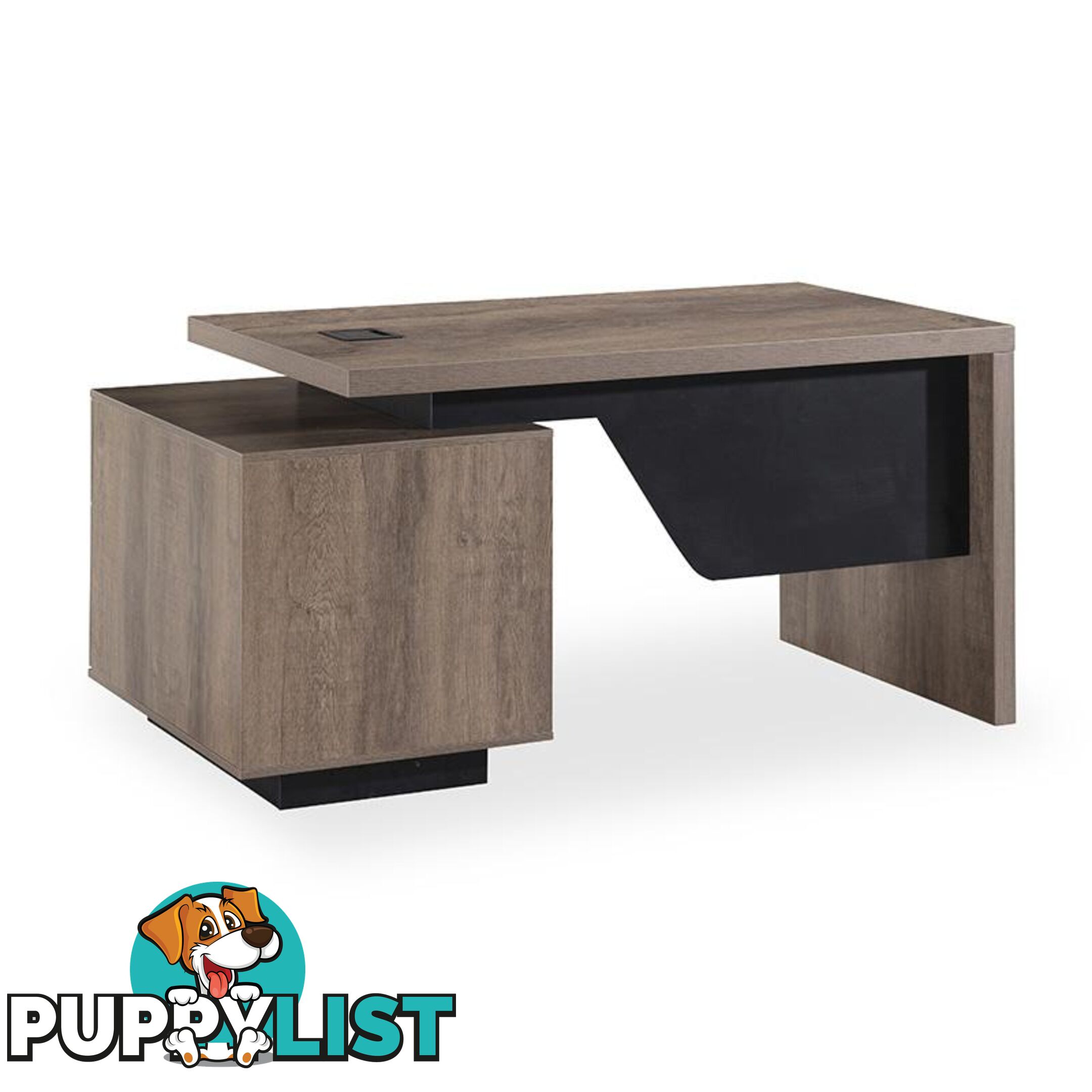 KELLEN Executive Desk with Right Return 1.6-1.8M - Warm Oak & Black - WF-M2508-R - 9334719011509