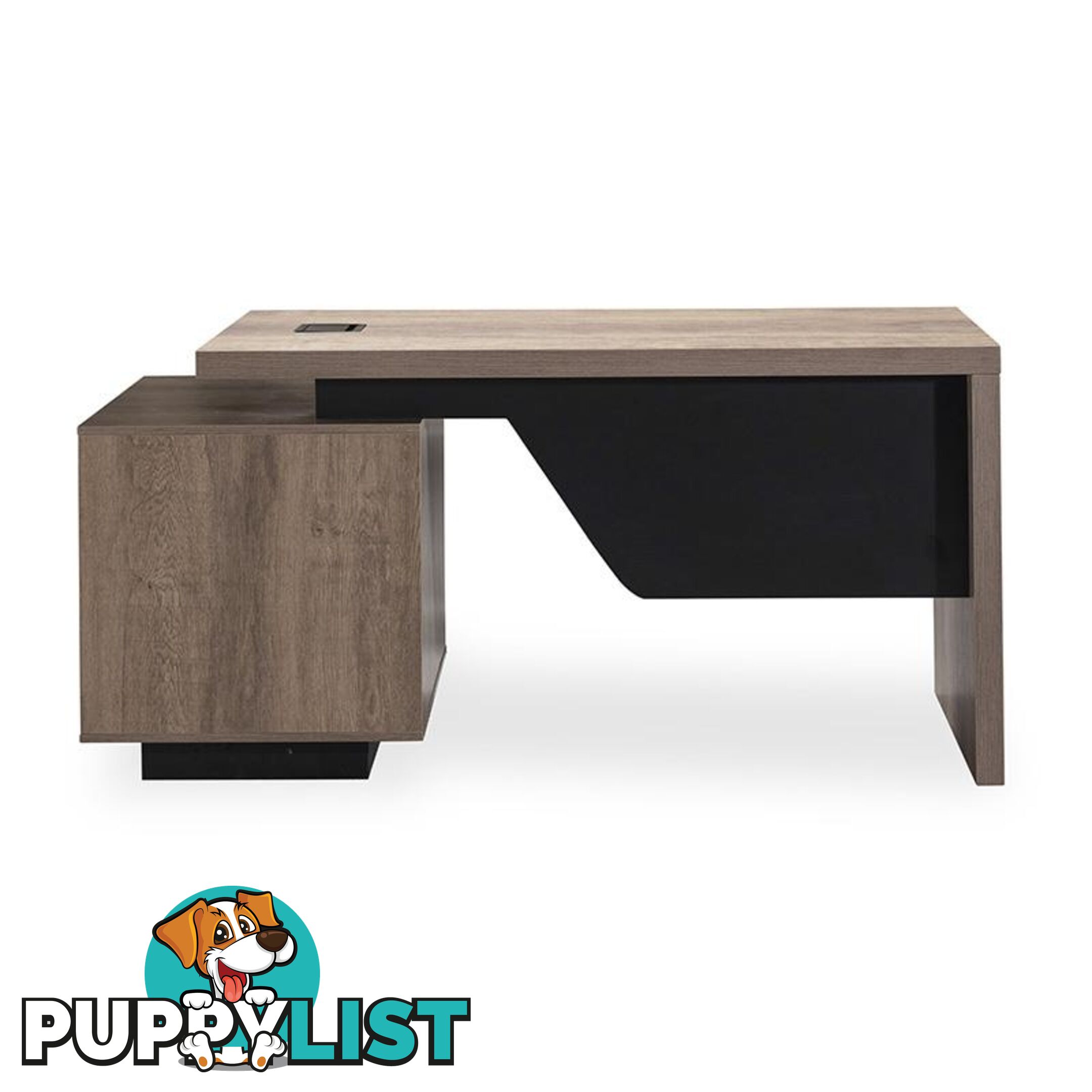 KELLEN Executive Desk with Right Return 1.6-1.8M - Warm Oak & Black - WF-M2508-R - 9334719011509