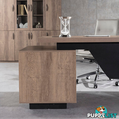 KELLEN Executive Desk with Right Return 1.6-1.8M - Warm Oak & Black - WF-M2508-R - 9334719011509