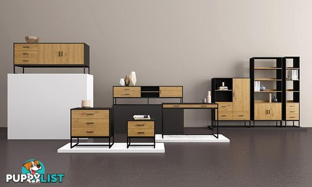 AMSTER Entertainment TV Unit - 1.6M Natural & Black - AS-AMSTERTU01 - 9334719010847