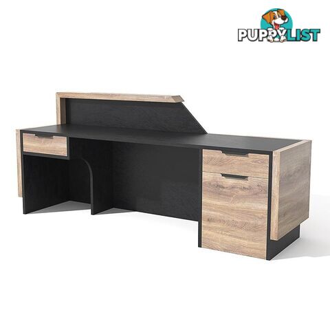 CONROY 2.4M Reception Desk Left Panel - Warm Oak & Black - WF-NT033-L - 9334719010168