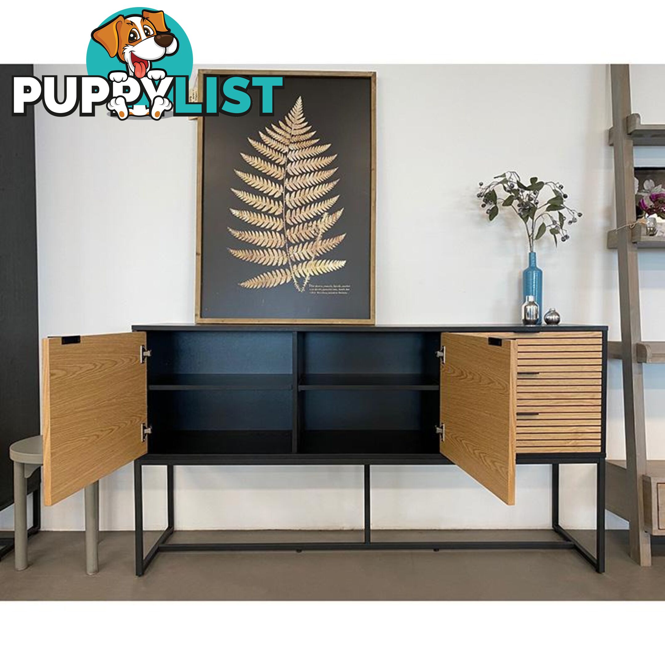 ODENCE Sideboard 160cm - Natural & Black - AS-ODENCESB02 - 9334719010953