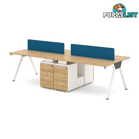 DARIAN 4 People Back to Back Workstation 2.4M - Kaldi & White - MF-22FKH461 - 9334719010496