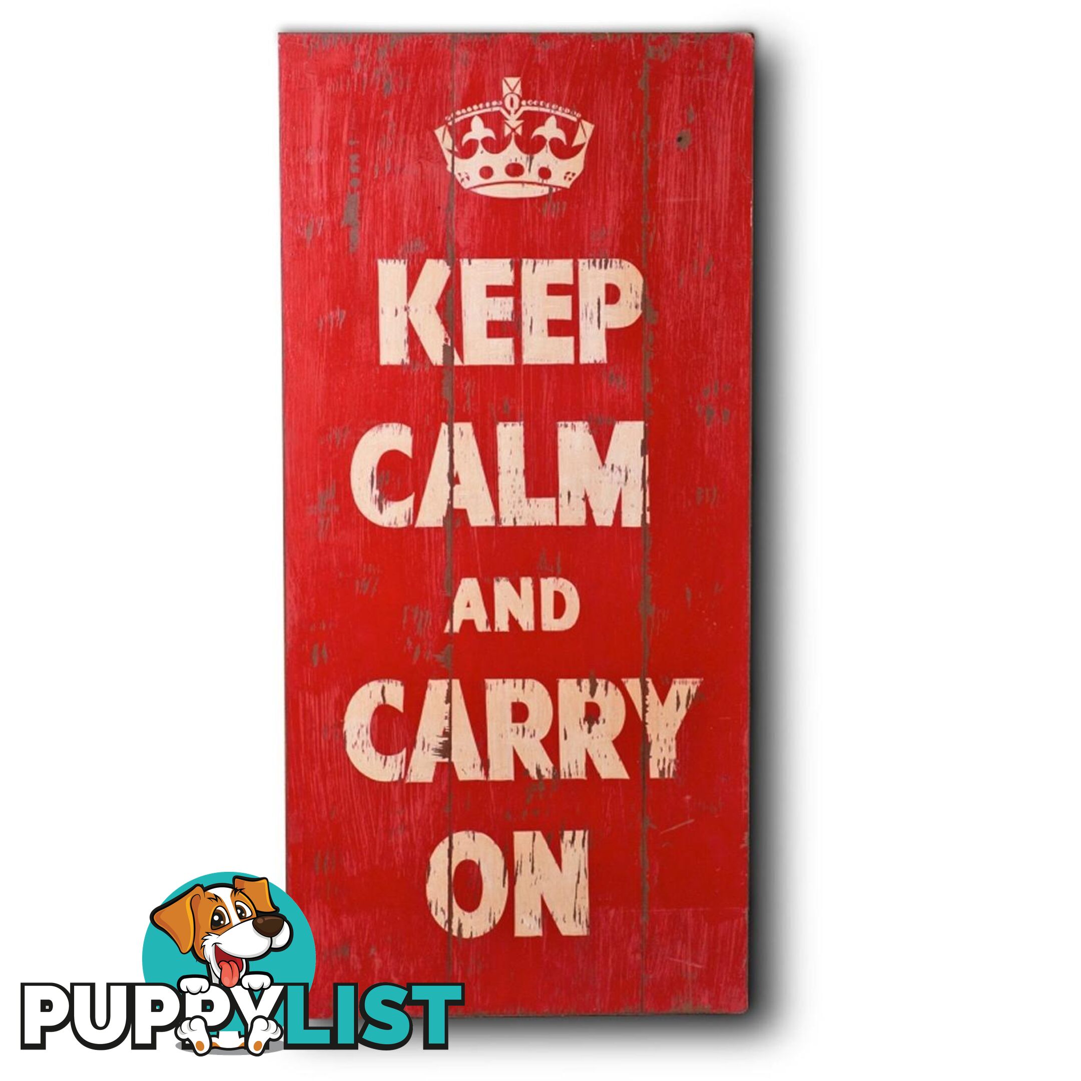 Wooden Print In Antique Red - Keep Calm - Wall003