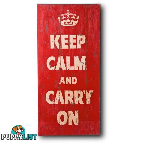 Wooden Print In Antique Red - Keep Calm - Wall003