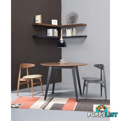 Platon Round Dining Table - 105cm - Black Ash + Cocoa - 1439291 - 9334719005454