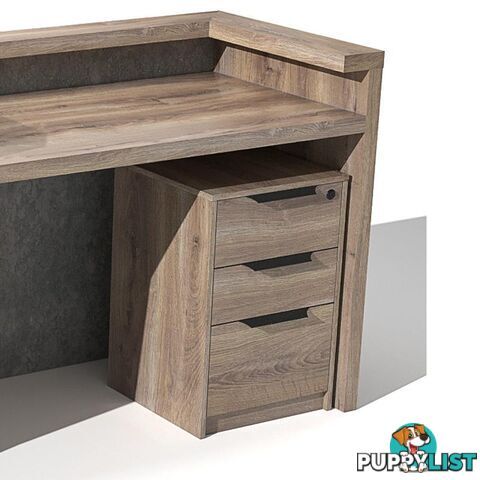 QUADE Reception Desk Right Panel 2.0M - Warm Oak & Concrete Color - WF-RT002-R-M - 9334719004617